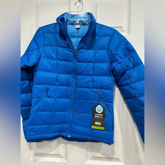 REI Jackets & Blazers - REI Women’s XS 650 Down Puffer Jacket 2.0 Blue NWT Puff Nylon Shell Insulated
